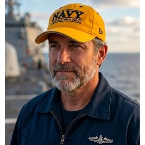 The Game US Navy Hat Men's Yellow Embroidered United States Navy Strapback Cap
